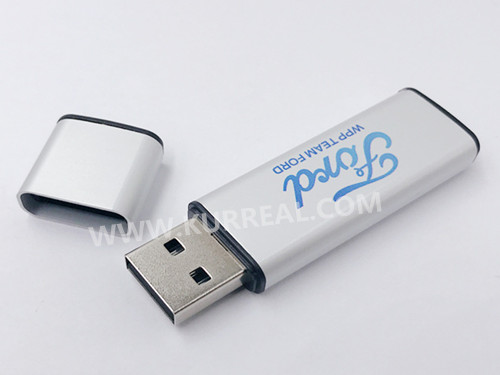 USB 2.0 Rectangle Aluminum Flash Drives AL With Silver Cap 8GB Gifts For U.S Ford Mortor Company
